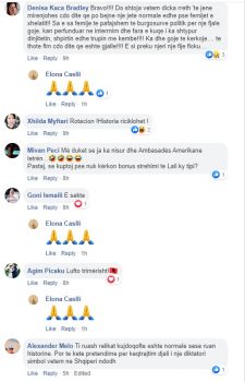 Komente në Facebook-un e Elona Caslli