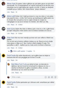 Komente në Facebook-un e Parid Turdiut
