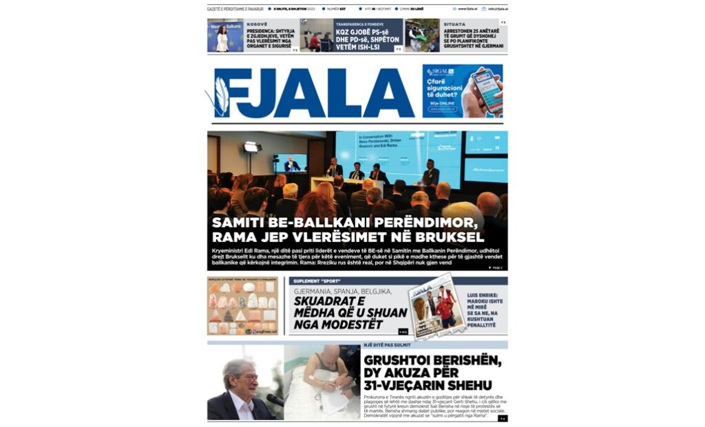 Gazeta Fjala, E Enjte 8 Dhjetor 2022 - Gazeta Fjala