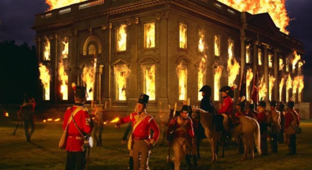 Gusht 1814, kur Uashingtoni u dogj dhe Shtëpia e Bardhë u shkatërrua nga britanikët