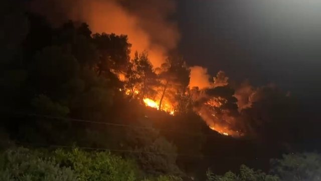 Zjarr në malin e Shëngjinit pranë lagjes Sake, zjarrfikësit në terren për izolimin e vatrës