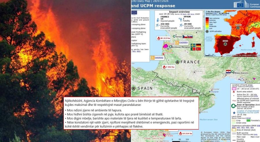 Ditë “përvëluese” për Shqipërinë, Mbrojtja Civile lëshon alarm: Mundet të ketë zjarre, qytetarët të bashkëpunojnë me autoritetet