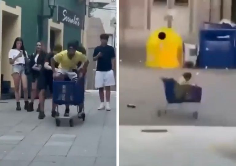 Video/ Shoku në karrocë merr tatëpjetën, ajo që ndodh më pas bëhet virale