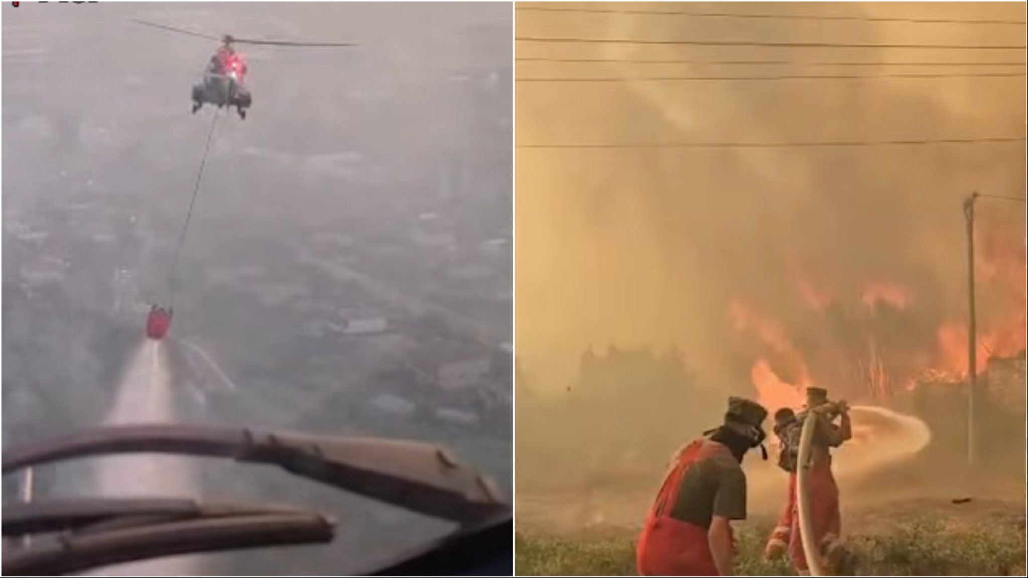 21:18 Zjarri në Fier, Nufi publikon pamjet: 55 efektivë dhe 2 helikopterë në terren (VIDEO)