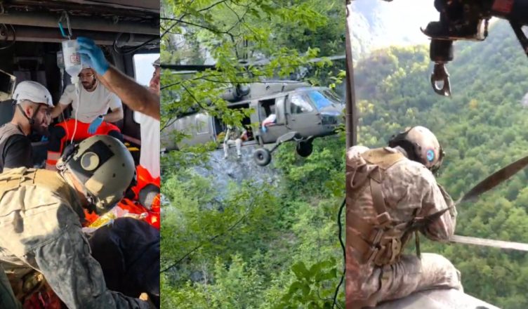15:01 Në zemër të Alpeve, momenti kur forcat e armatosura shpëtojnë turistin e plagosur me helikopterin Black Hawk (VIDEO)