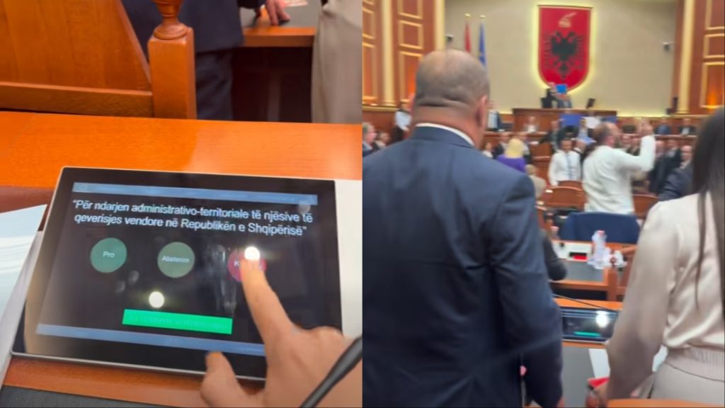 “Kundër dhe dritë e kuqe”, Marjana Koçeku publikon videon e momentit të votimit të ligjit për Hartën e re Territoriale
