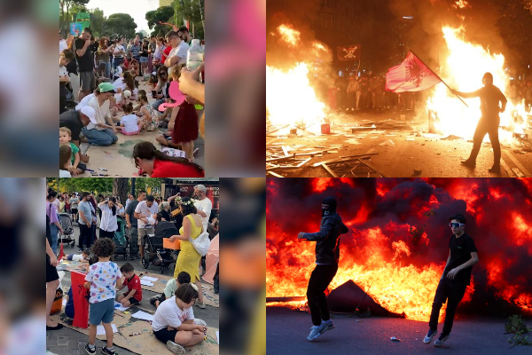 Nga protesta me fëmijë përdore tek maskat dhe gurët