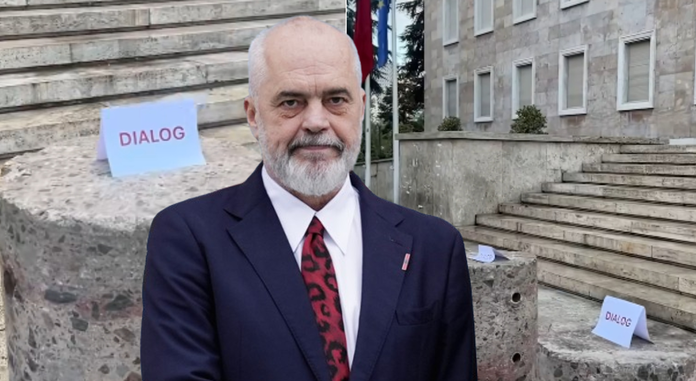 08:24 Rama përsërit ftesën për dialog me protestuesit, këtë herë i vendos ftesat mbi stola betoni